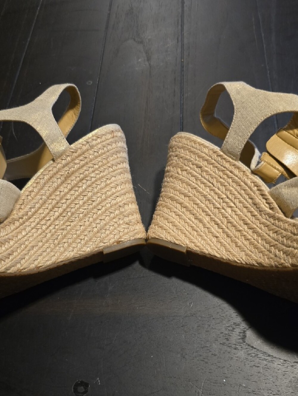 Michael Kors Metallic Beige Espadrille Wedge Sandals - Picture 4 of 7